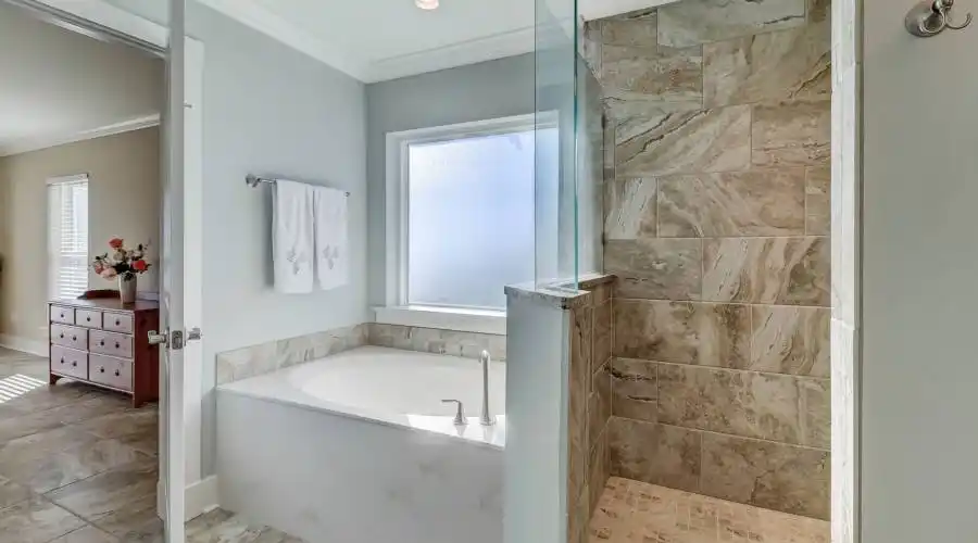 Walk-in shower and soaking tub