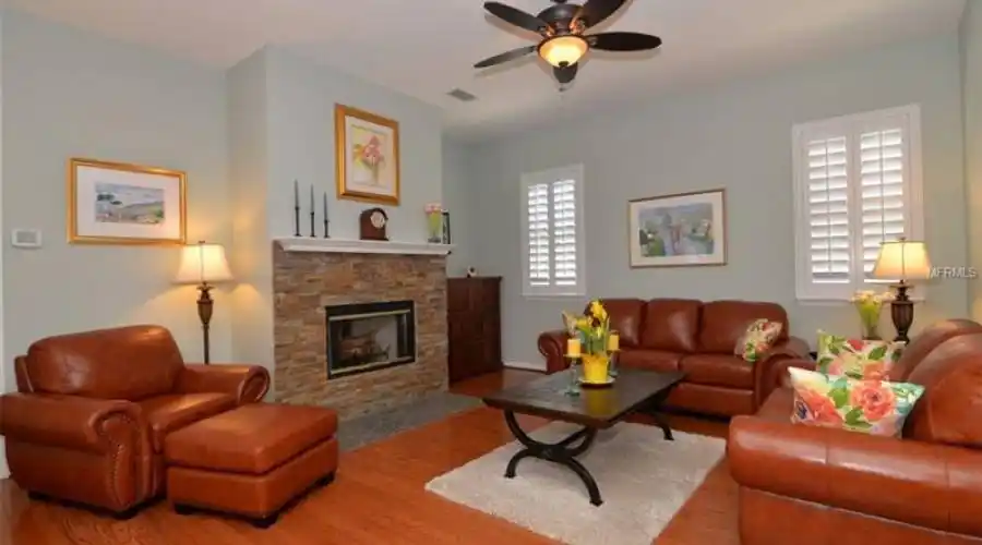 Family Room off Kitchen with Fireplace