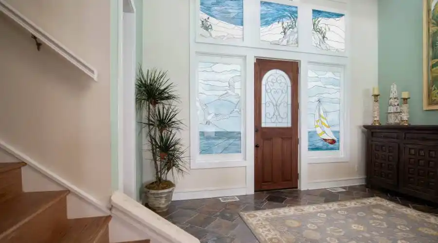 Custon Stained Glass surrounding Front Door