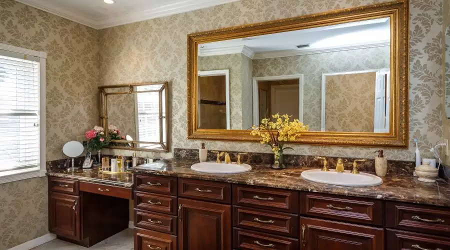 Master Bathroom with 12' marble Vanity 